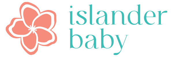 Islander Baby logo with plumeria flower