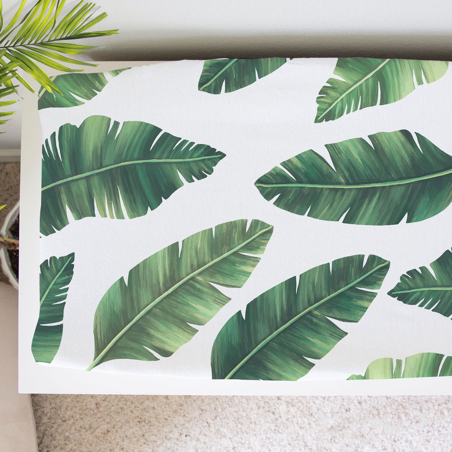 Modern Boho Banana Leaves Baby Changing Pad Cover