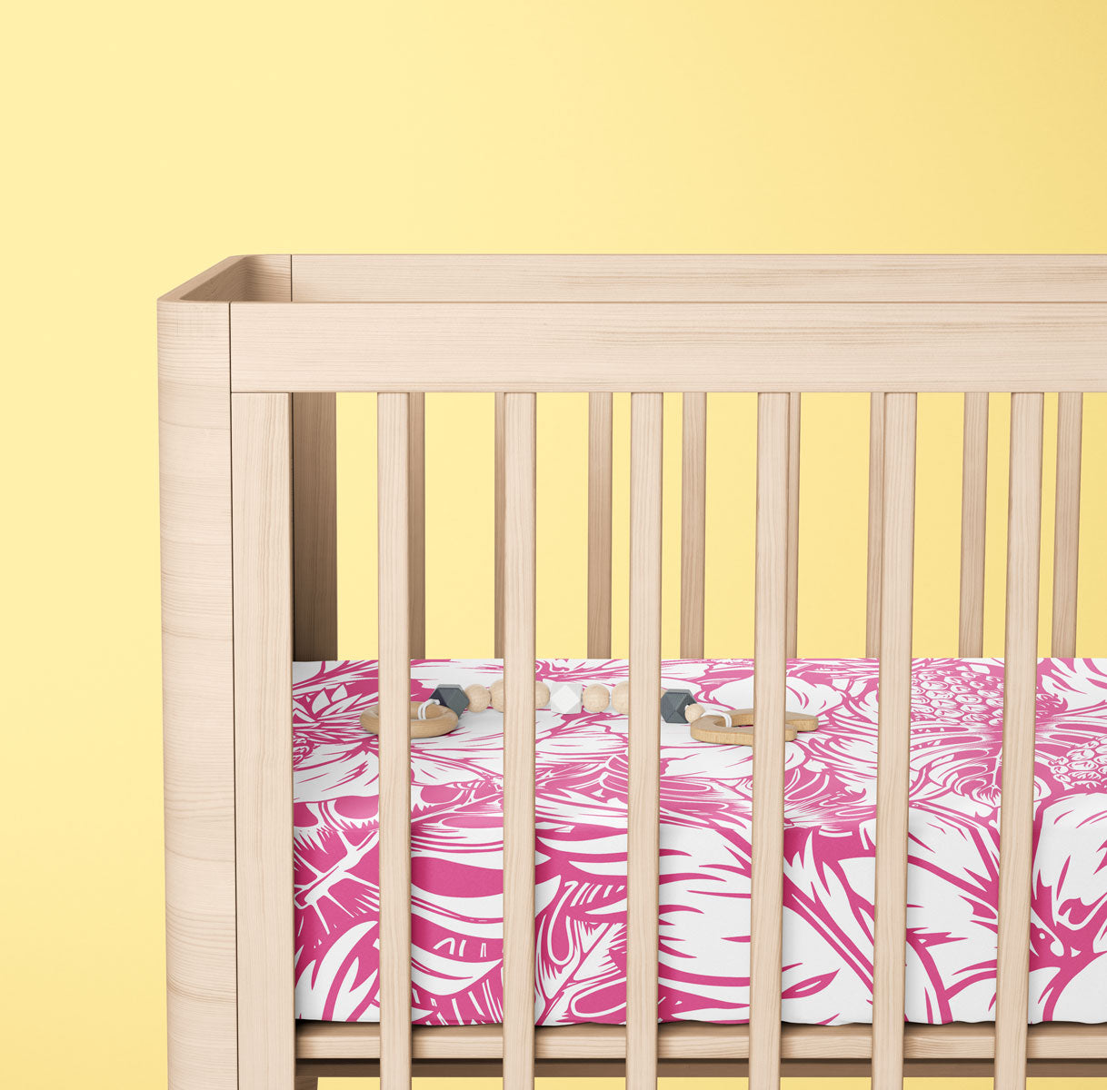 Hibiscus Pineapple Pink Baby Crib Sheet
