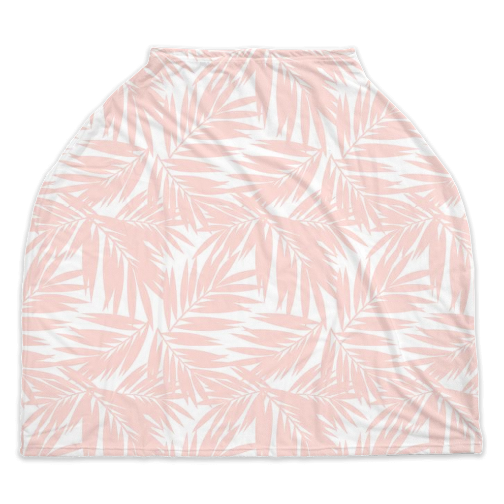 Coconut Palm Leaves Light Coral Multipurpose Nursing Cover