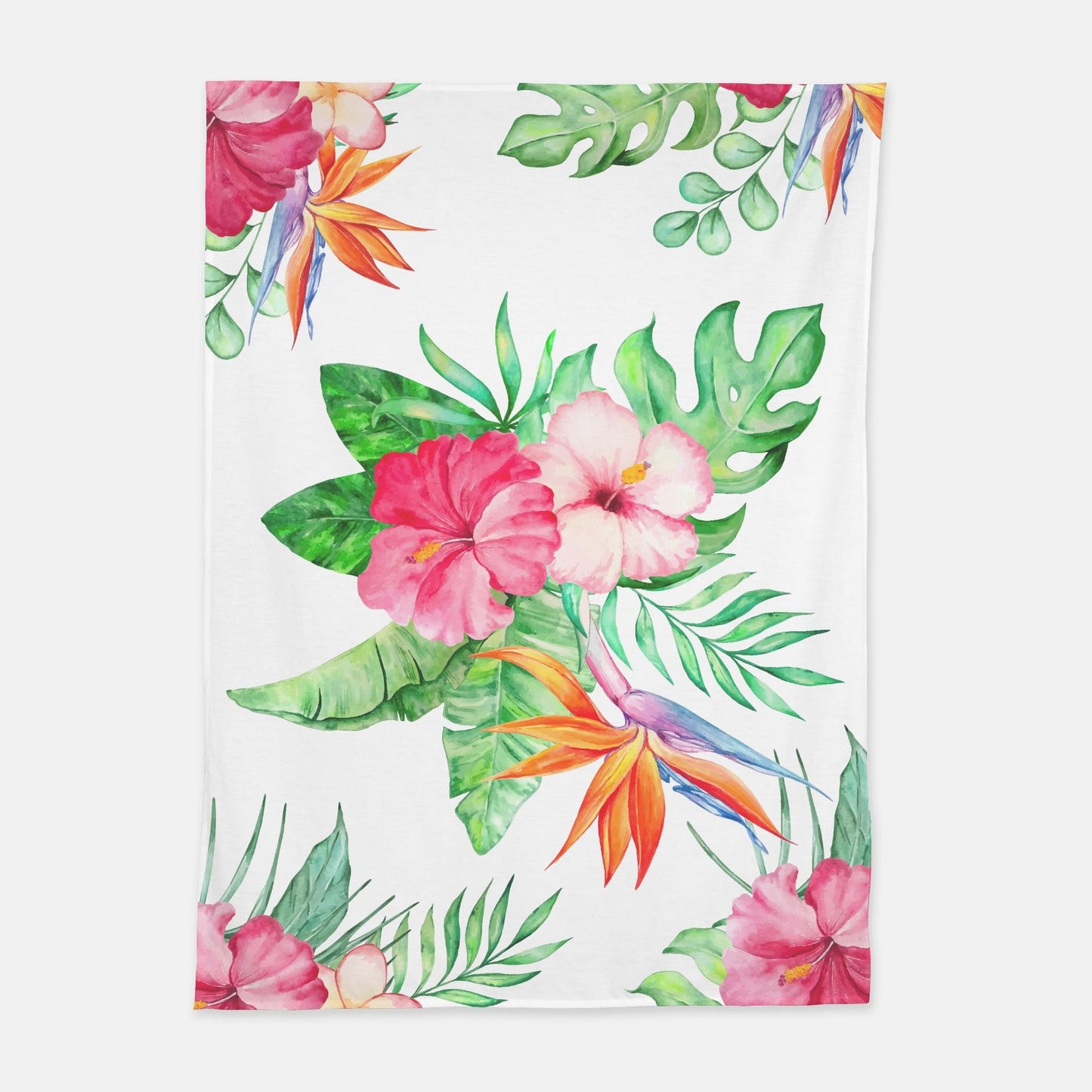 Watercolor Hibiscus Swaddle Blanket