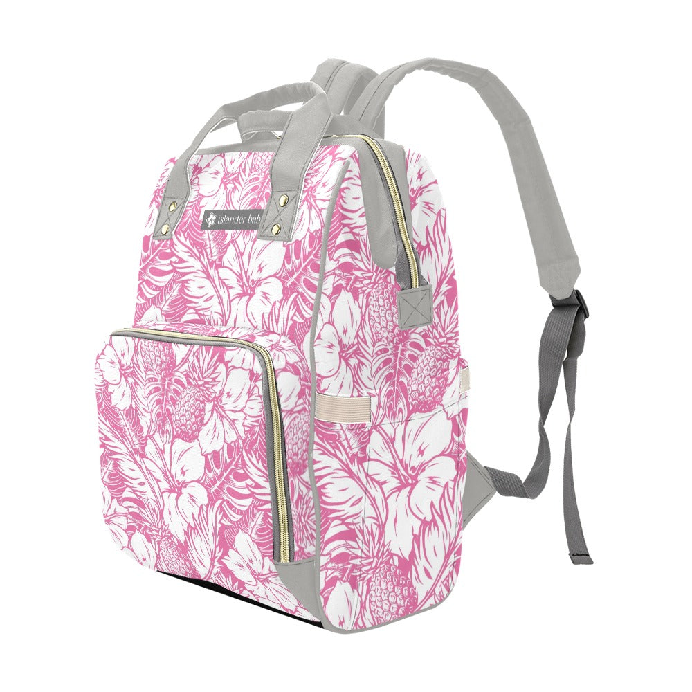 Hibiscus Pineapple Pink Multi-Function Baby Diaper Backpack Bag