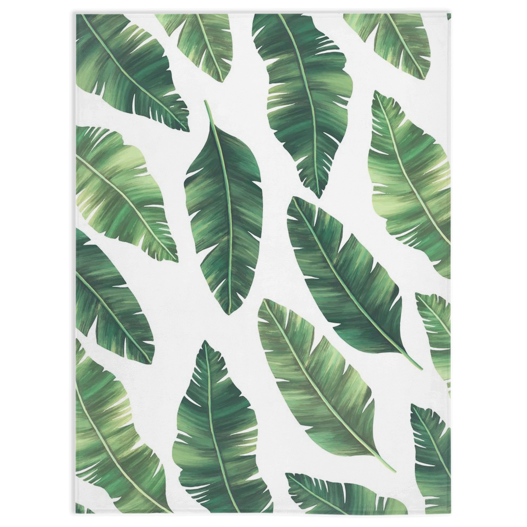 Modern Boho Banana Leaves Minky Baby Blanket