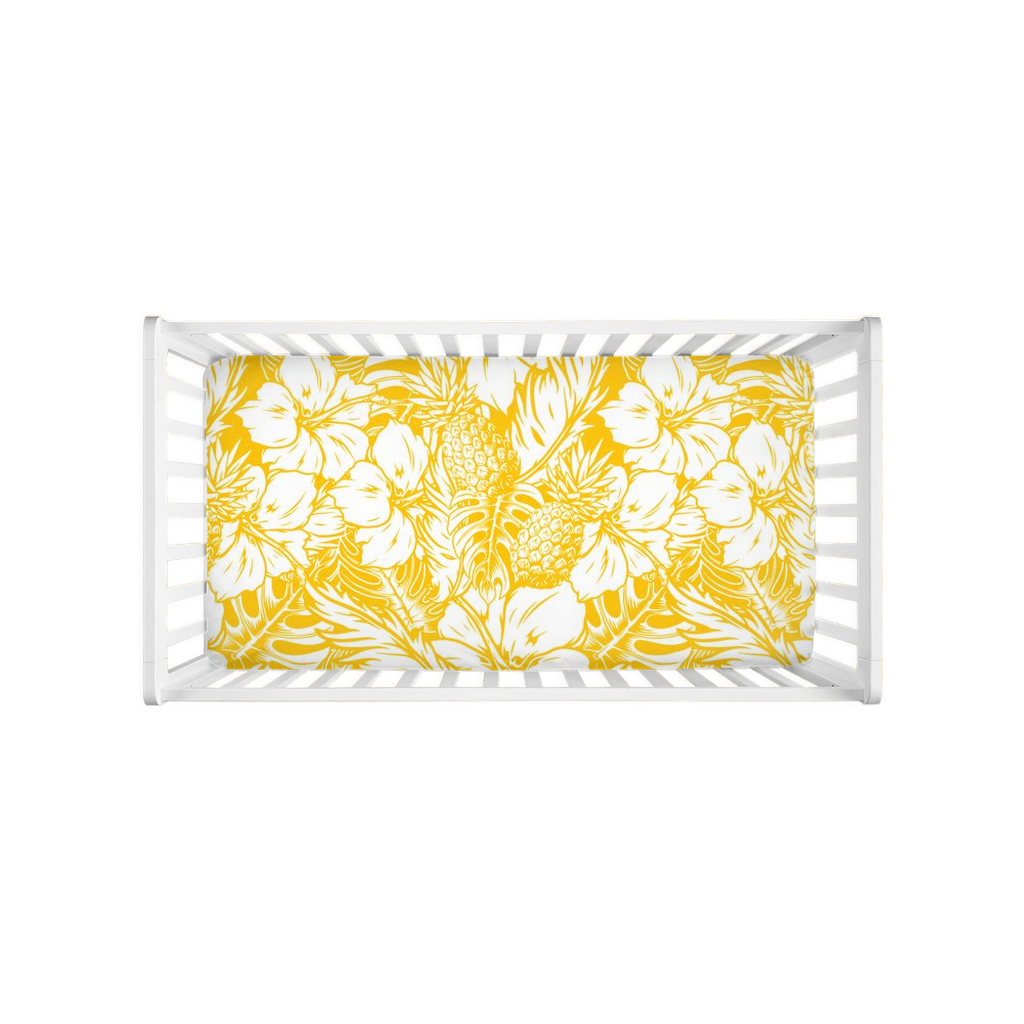 Hibiscus Pineapple Yellow Baby Crib Sheet