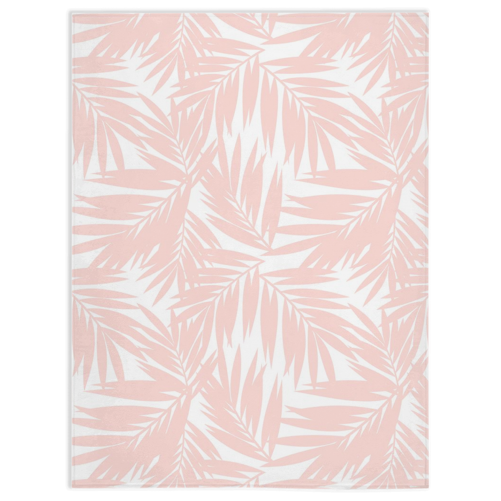 Coconut Palm Leaves Light Coral Minky Baby Blanket