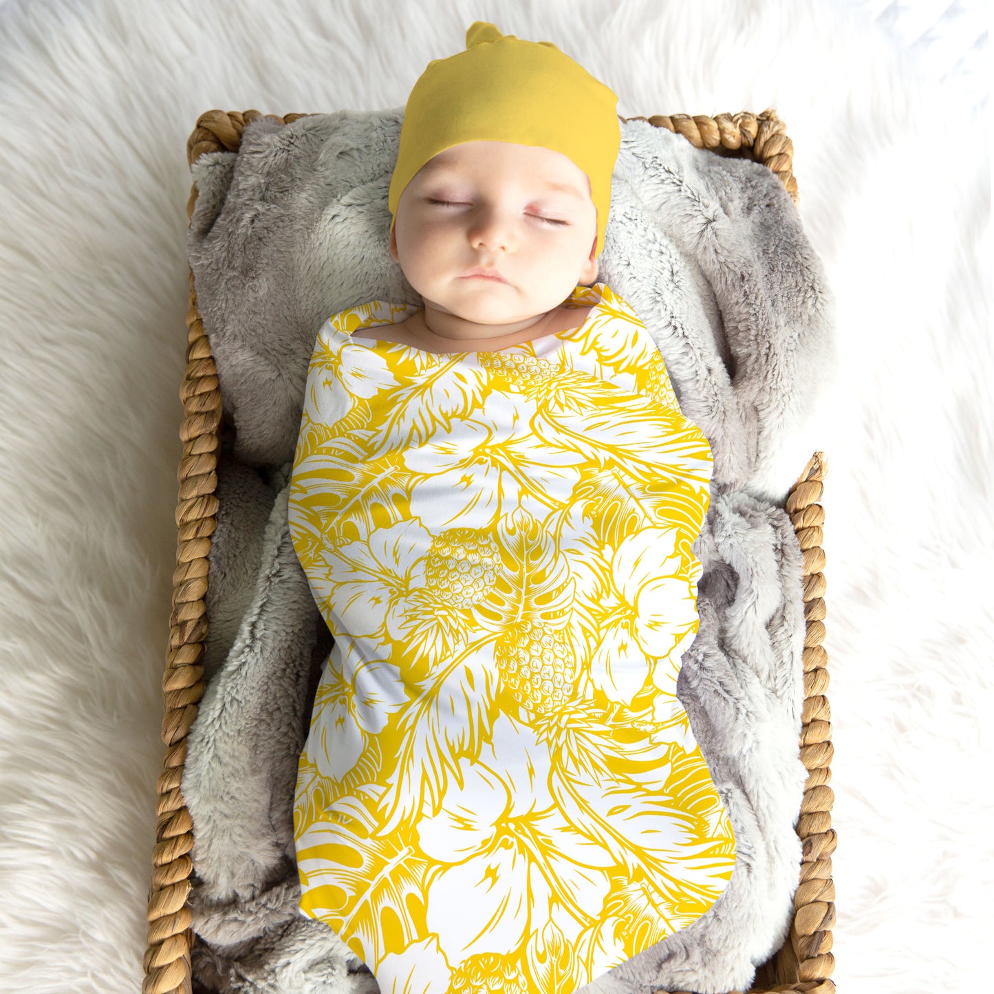 Hibiscus Pineapple Yellow Swaddle Blanket