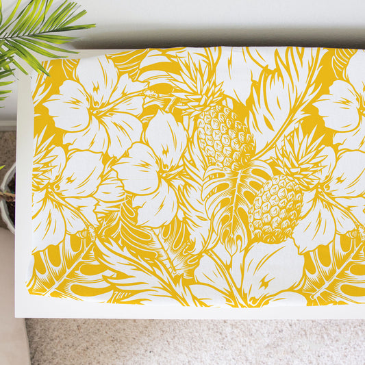 Hibiscus Pineapple Yellow Baby Changing Pad Cover