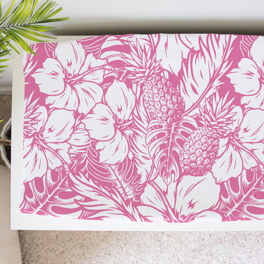 Hibiscus Pineapple Pink Baby Changing Pad Cover