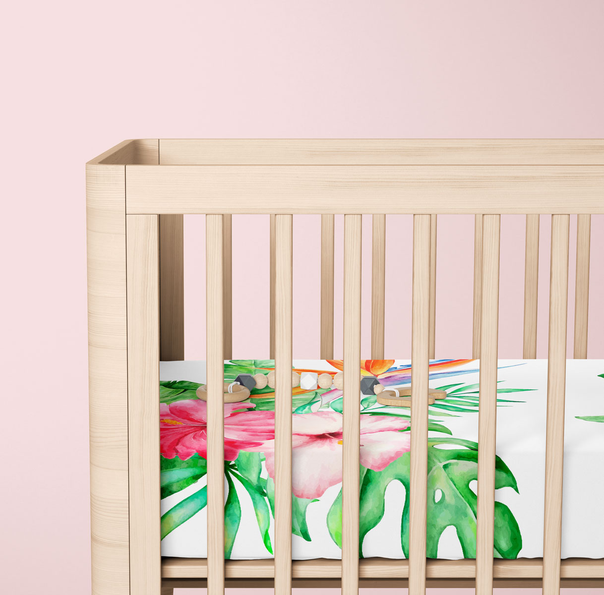 Watercolor Hibiscus Baby Crib Sheet