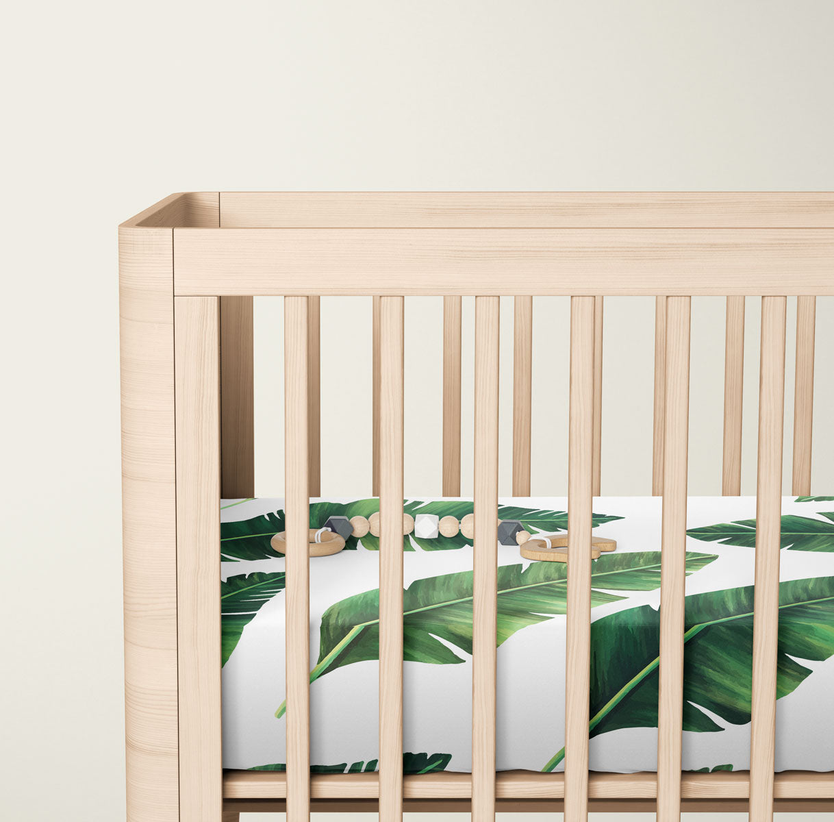 Modern Boho Banana Leaves Baby Crib Sheet