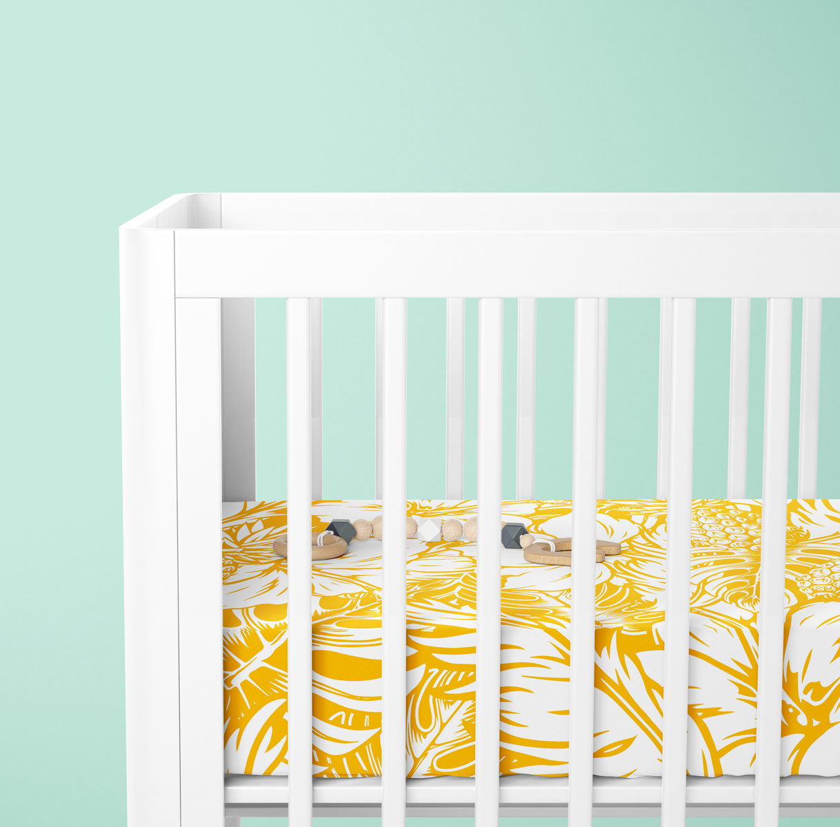 Hibiscus Pineapple Yellow Baby Crib Sheet