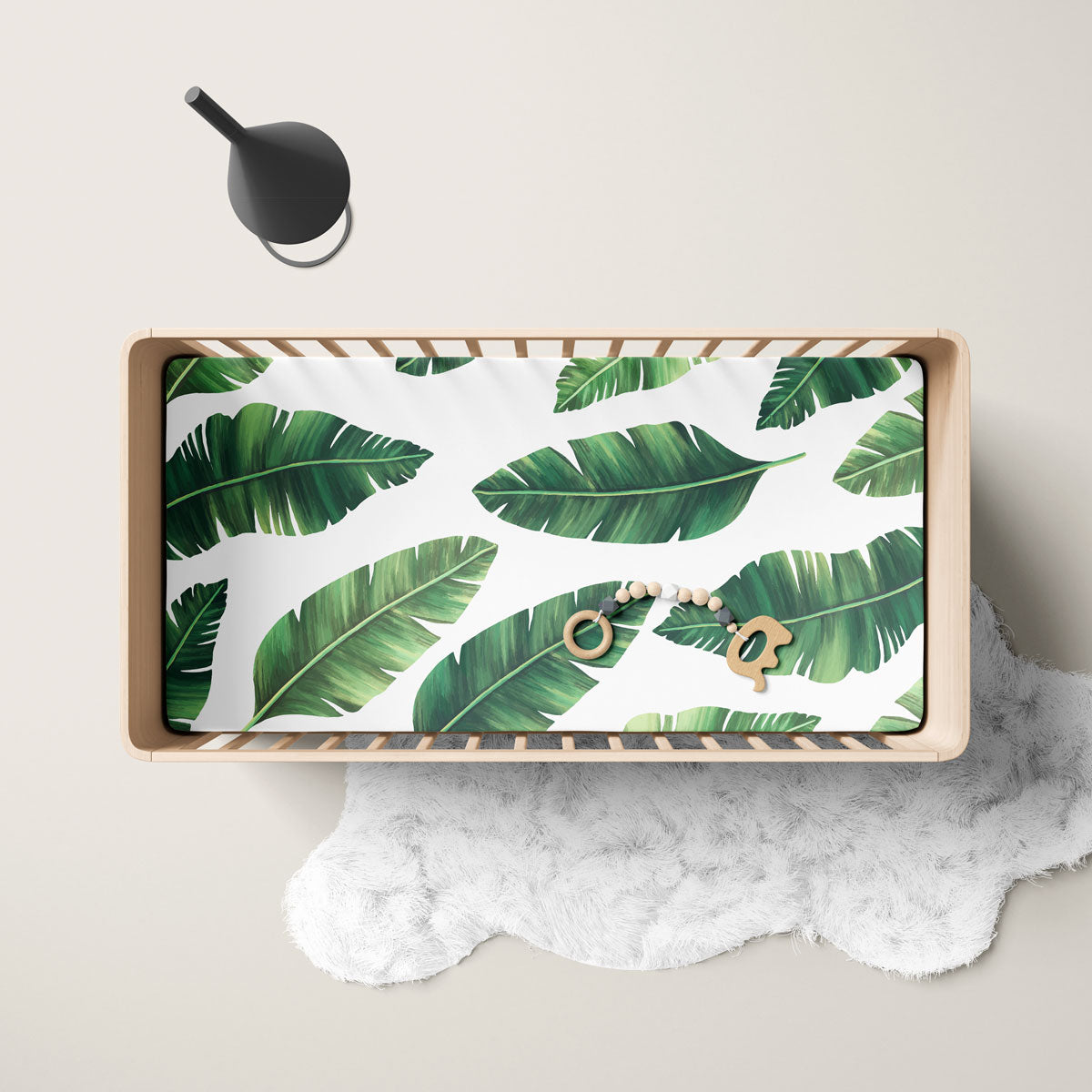 Modern Boho Banana Leaves Baby Crib Sheet