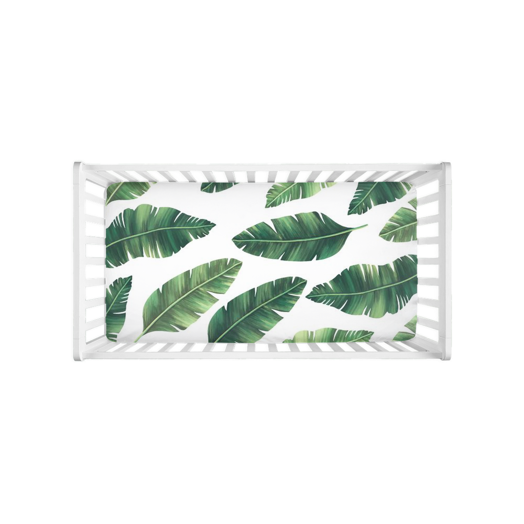 Modern Boho Banana Leaves Baby Crib Sheet