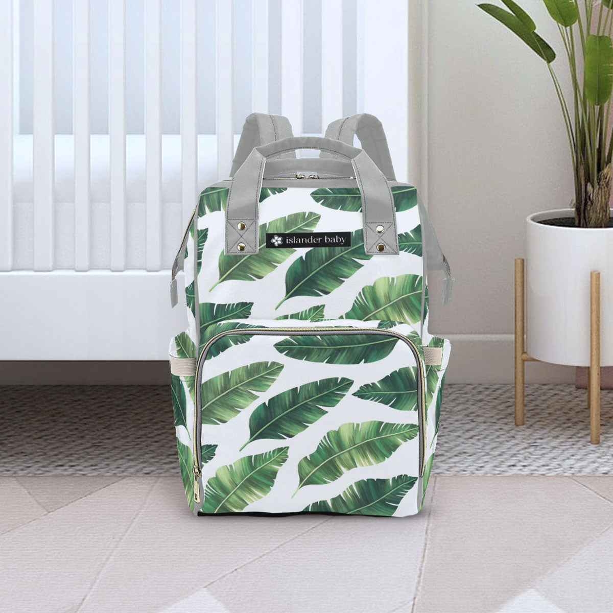 Modern Boho Banana Leaves Multi-Function Baby Diaper Backpack Bag