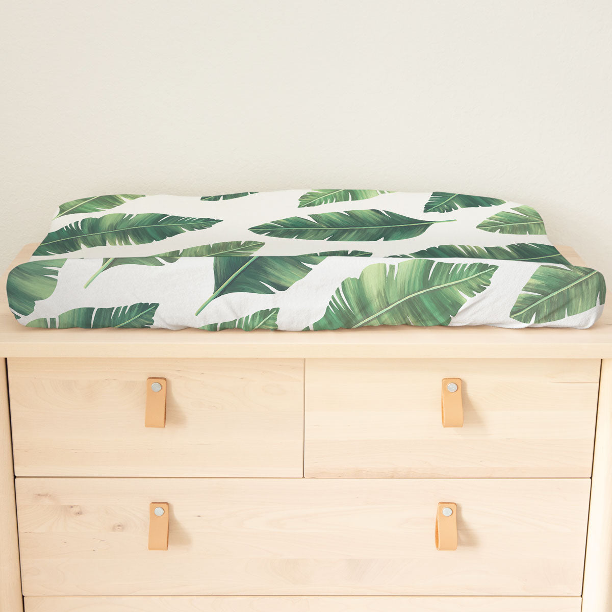 Modern Boho Banana Leaves Baby Changing Pad Cover