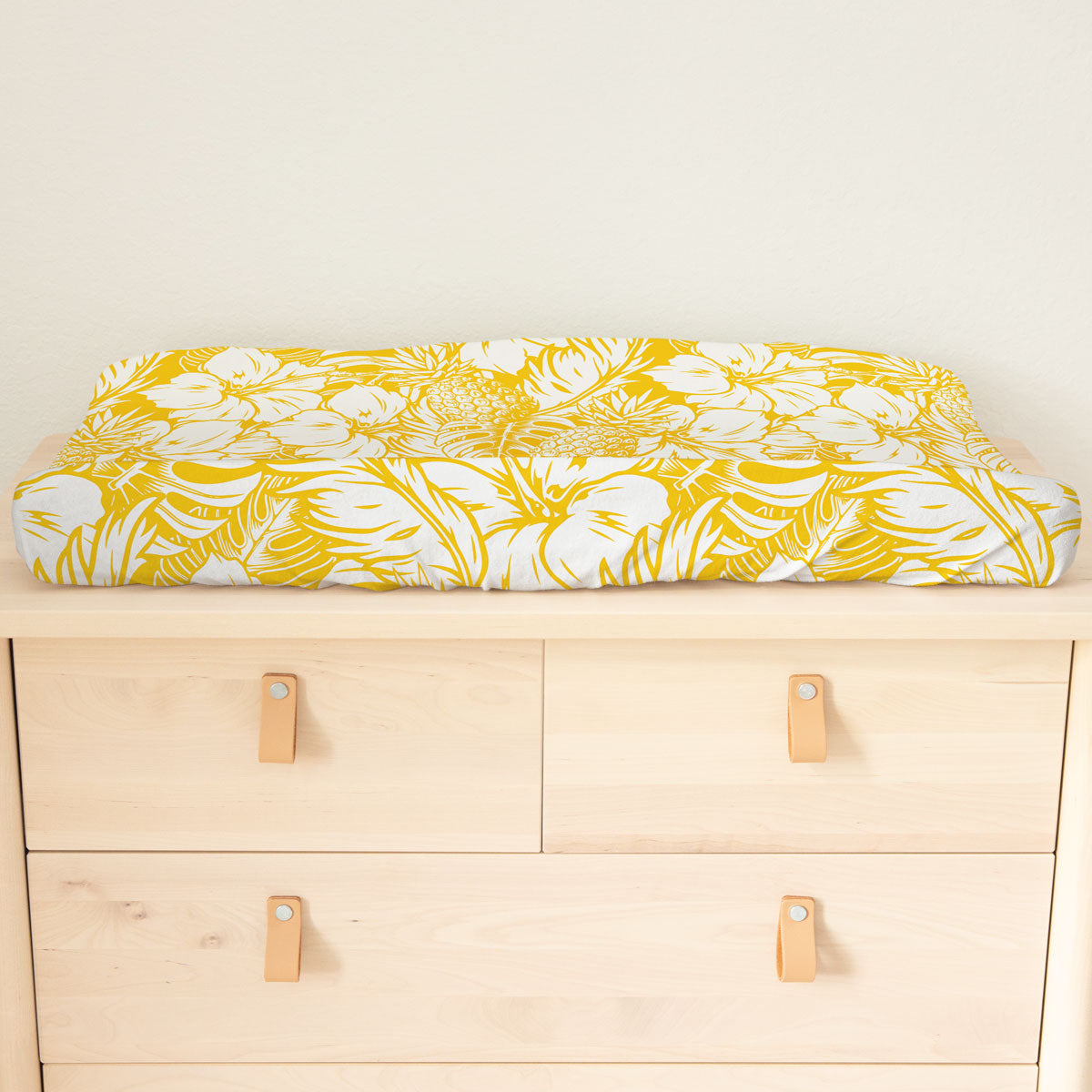 Hibiscus Pineapple Yellow Baby Changing Pad Cover