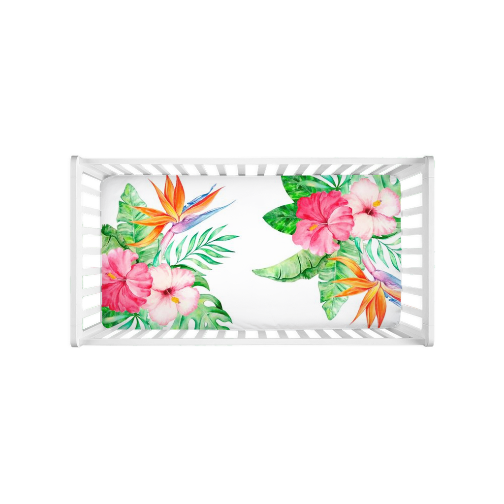 Watercolor Hibiscus Baby Crib Sheet