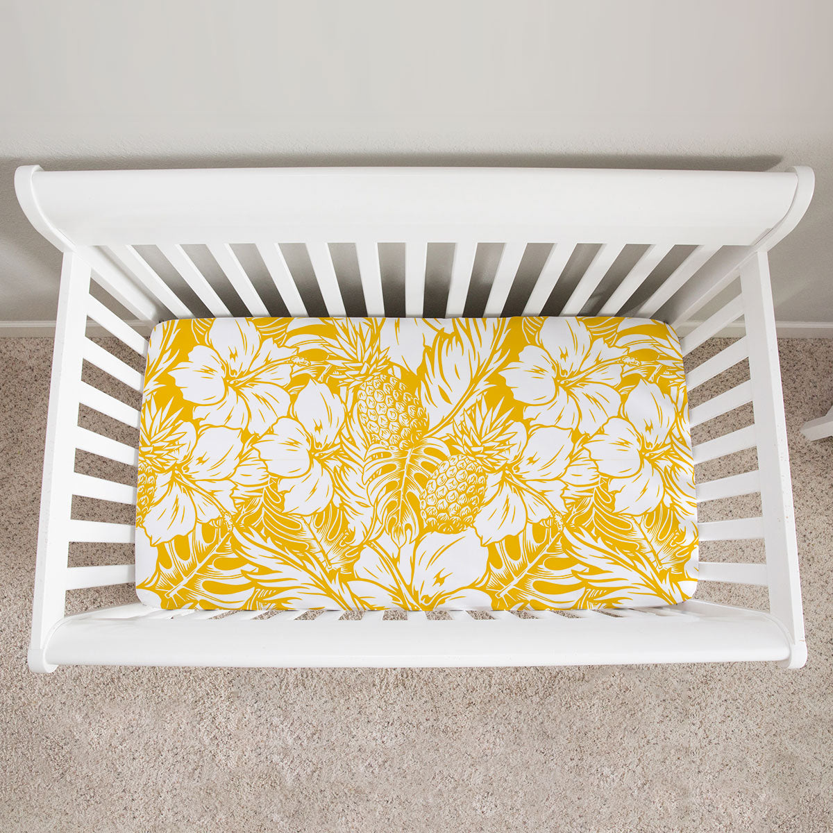 Hibiscus Pineapple Yellow Baby Crib Sheet