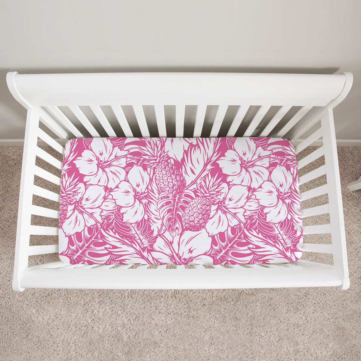 Hibiscus Pineapple Pink Baby Crib Sheet