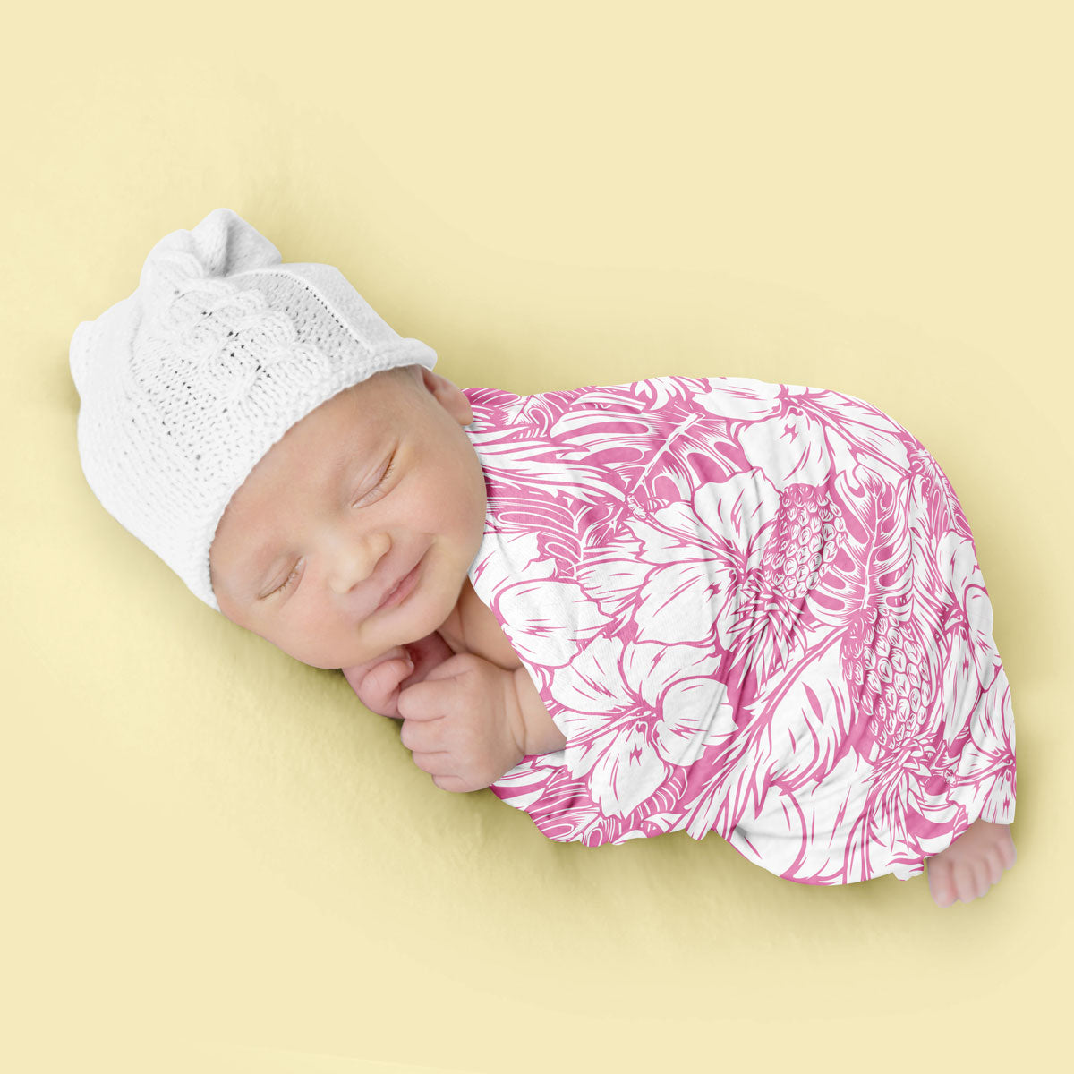 Hibiscus Pineapple Pink Swaddle Blanket