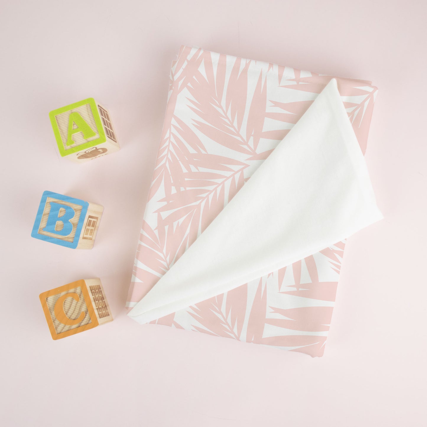 Coconut Palm Leaves Light Coral Swaddle Blanket