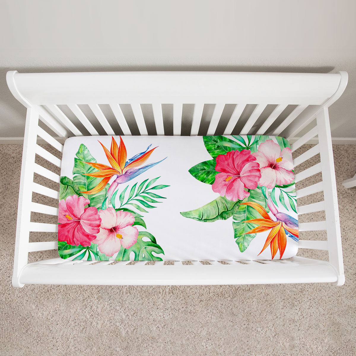 Watercolor Hibiscus Baby Crib Sheet