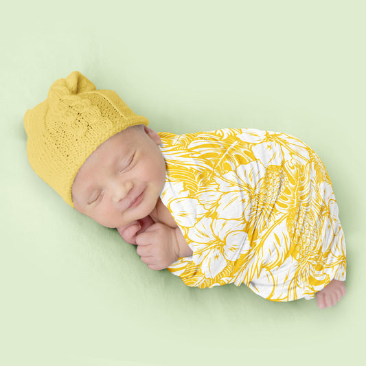 Hibiscus Pineapple Yellow Swaddle Blanket