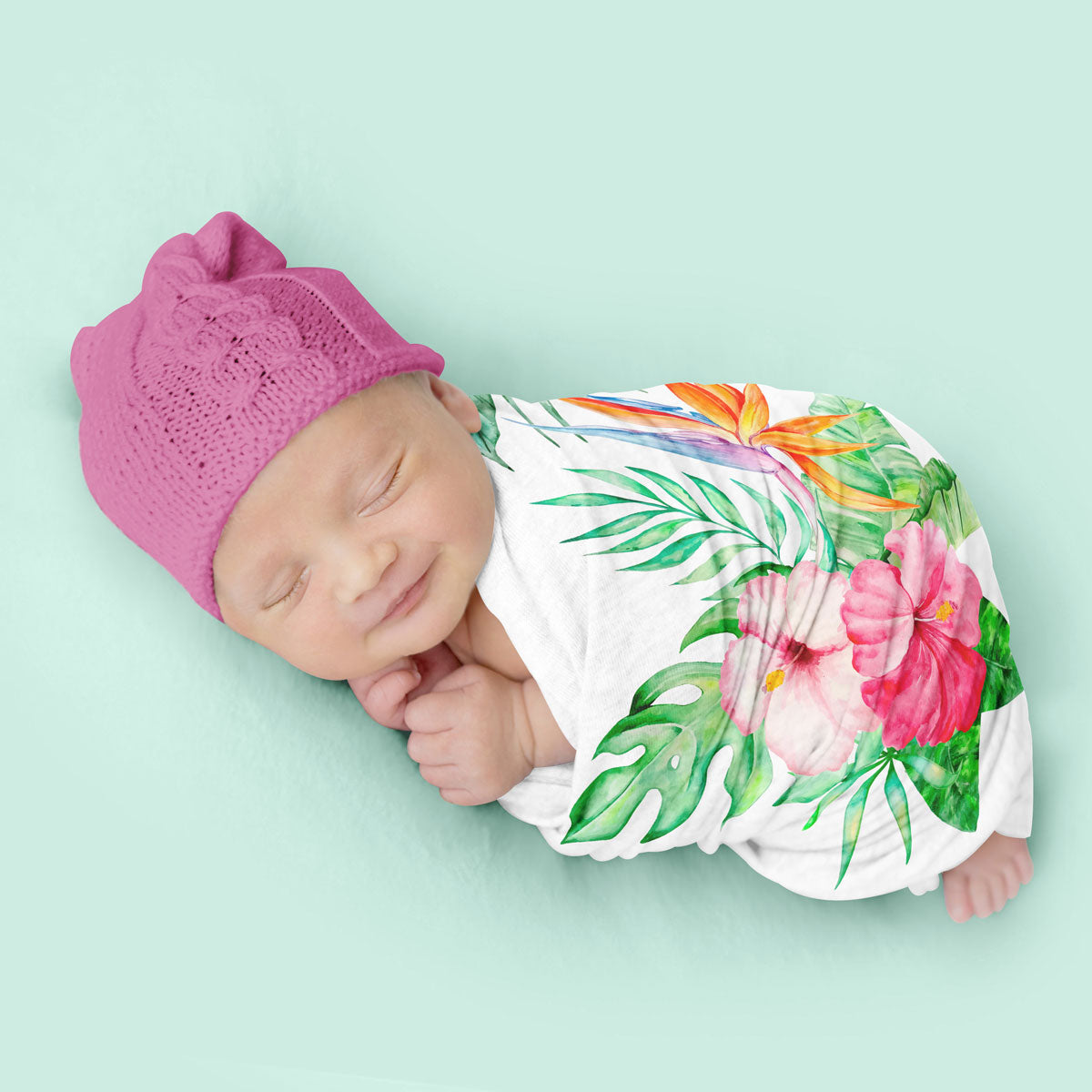 Watercolor Hibiscus Swaddle Blanket